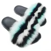 Pink Fashion Luxury Fur Slide Summer ry Slippers Fluffy Home Shoes Woman Ladies Flip Flops With Female Sandals 210928