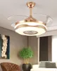 LED Osynlig fläktlampa Bluetooth Audio Fjärrkontroll Moderna taklampor för matsal Living Home Lighting Lamp