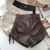 Shorts Femmes Femmes 2022 Mode automne Taille haute Casual Femme Couleur Solide Culture Pu En Cuir Mesdames Loisirs L37