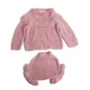 Bébé tricot ensembles de vêtements deux filles costume tricot 0-2 ans coton à manches longues Blouse + Lotus feuille Shorts ensemble 210521