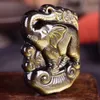 Naturalne Złoto Sheen Obsidian Carving Pomyślny Zamożliwy Słoń Wisiorek Kamienny Naszyjnik Unisex Ludzie Wettune Talizman Amulet Biżuteria z regulowanym nylonowym przewodem