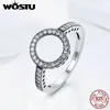 WOSTU 2021 ECHTE 925 Sterling Zilver Lucky Circle Finger Rings Damesmode Sieraden Gift Drop CQR041