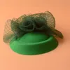 Hair Accessories 2021 Handmade Green Mesh Wedding Fascinator Top Hats Floral Net Clips For Women Church Party Horse Race