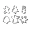 6 Piece Christmas Biscuit Cookie Cutters Mold Set Card Packing Stainless Steel DIY Cake Mould Baking Tools Xmas Tree Angle Snowman