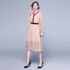 Casual Dresses 2022 Women Elegant Embroidered Lace Dress Pink Female Floral Hollow Out Slim Party Vestidos