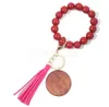 11 couleurs bracelet en bois porte-clés avec des clés de glands bricolage fibre de bois pendentif en bois perle bracelet clé décorer RRE10829