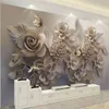 Personnalisé Mural 3D Papier Peint Européenne Esthétique En Trois Dimensions Relief 3D Fleur Papillon Salon Canapé Fond D'écran 210722