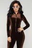 Women's Jumpsuits & Rompers Solid Color Skinny Casual Front Zipper Full Sleeve Women Jumpsuit Autumn Winter Bodycon Outfit Catsuit YDN338