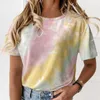 Summer Fashion Tie Dye Cotton T-shirts Kvinnor stora toppar Streetwear Ladies Blusa Tops 210709