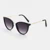 Gafas de sol de protección UV de talla grande de marco completo de metal de moda casual para mujer - Negro