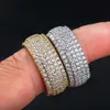 Topgrillz 5 Layer Band Ring Full Micro Pave Cubic Zirconia Ringen Hoge Kwaliteit HIP HOP Mode-sieraden Mannen Vrouwen