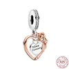 925 Sterling Silver Runda Beaded Golden Heart Pendant Lämplig för Pandora Bracelet DIY Fashion Smycken Julklapp