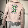 Giacche da donna Donna Riverdale Serpents Faux Leather Crop Top Southside Snake Pink Black PU Streetwear Fall Zipper Coat