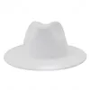 Vit Panama Wool Felt Fedora Hats Kvinnor Dam Ladies Wide Brim Party Trilby Cowboy Hat Fashion Vintage Jazz Cap