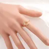 Modna minimalistyczna CZ Stones Moon Star Otwarcie 24 K KT Fine Gold Gf Ring Urocze kobiety biżuteria