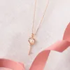 Pendant Necklaces Zircon Heart Key Pearl Necklace For Women Real Gold Plated Brass Pengdant Cute Ethnic Party Daily Wedding Jewelry