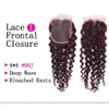 99J Burgundii Brazylijskie Kinky Curly Virgin Hair z 4x4 Zamknięcie Brazylijskie ludzkie kręcone włosy Weave 3 Pakiet z środkowym trzema L9340731