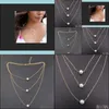Naszyjniki wisiorek wisiorki biżuteria 3 -warstwowa łańcuch symboliczny choker perłowy dla kobiet mody złoty naszyjnik prezent upuszczony 2021