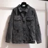 Vår Höst Plus Storlek Kvinnor Kläderjacka för stor långärmad Casual Loose Cotton Hole Blue Denim Coat 7XL 211014