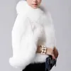 Women's Fur & Faux Black Cape Fashion Jacket Short Winter Overcoat Elegant Imitation Collar Coat Soft Mink Cloak