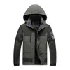 プラスサイズ7xL 8×10夏のジャケット男性フード付き薄いアウターコートマルチポケット通気性登山ウインドブレーカージャケットP0804