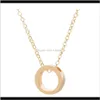 Necklaces & Pendants Jewelry Drop Delivery 2021 Ring Circle Pendant Necklace Gold/ Sier/Black Color Plated With Metal O Chain For Women Girls