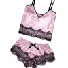 Camisoles Tanks Womens Sexy Satin Sling Sleepwear Lingerie Lace Bowknot Nightdress 2022