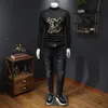 2022 winter new men's tops light luxury warm T-shirt trend double-sided plush half turtleneck slim casual bottoming shirt thickening