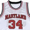 Biais Len Hommes 34 Maryland Terrapins Jersey de basketball Coutuded