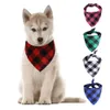 Dog Bandana Xmas Plaid Single Layer Pet Scarf Triangle Bibs Kerchief Pets Accessories Bibs for Small Medium Large Dogs Xmas Gifts RRA9590