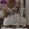 Luxury Tiara Ожерелье Серьги набор Королева Барокко Кристалл Свадебные Головные Устройства Корона Горный Хрусталь С Свадебные Ювелирные Изделия Аксессуары для волос Алмазные Свадебные Корм