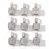 USA New Popular CZ Micro Pave Square Initial Letter Pendant Rope Chain Necklace