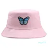 Wide Brim Hats Bucket Hat Women Men Unisex Butterfly Embroidered Fisherman Cap Simple Leisure Sunscreen