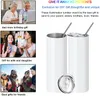 US Warehouse 20oz Sublimation Tumbler with Straws Stainless Steel Double Wall Vacuum Insulated Tumbler Mug Cups with Lid