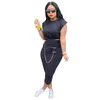 Designers Women Two Piece Dress Summer Dresses Sleeveless Shoulder Pad T-shirt One Step Skirt Versatile Fashion Casual Suit