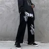 Versão coreana do Ins Harajuku Streetwear Hip Hop Chic Graffiti Imprimir Solto Jeans Mulheres Ulzzang Fashion Casual 210608