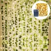 12 Pack Green Artificial Ivy Garland Plants Vine Hanging with led String Light for Home Kitchen Garden Office Wedding Wall Decor 211104