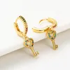 Dangle & Chandelier Blast European And American Fashion Love Key Personality Earrings Women's Copper Micro-set Color Zircon Wholesale. Kirs2