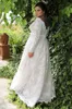 2021 Trädgård A-Line Empire Waist Lace Plus Storlek Bröllopsklänning med Långärmad Sexig Lång Bröllopsklänning För Plus Size Bröllop