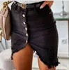 ハイウエストパッケージの腰スカート女性夏タイトプラスサイズシングルブレストソリッドカラーストレッチデニムスカートレッドホワイトジーンスカートx0522