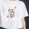 Peach Juice Japanses Style Aesthetic Grunge T-Shirt Women Girls 90s Fashion Kawaii White Tee Summer Casual Tumblr Tee Top 210518