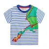ジャンプメーター夏のストライプ男の子Tシャツファッション刺繍ベビーコットントップスティー210529