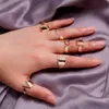 Chunky Wide Hollow Initials A-Z Letter Ring Sliver Golden Metal Adjustable Opening Band Rings Name Alphabet Female Party Fashion Jewelry