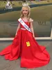 Little-Miss Pageant Jurk voor Tieners Juniors Peuters 2021 Royal-Blue Kant Kralen AB Stones Crystal Lange Prom Jurk Kids Formele Party Satijn Rok Rosie