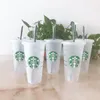 2022 Starbucks 24 unz/710 ml plastikowe kubki kubka wielokrotnego użytku przezroczyste picie Płaskie dolne filar Kształt Słaska Kubki Kubek Nowy gorący produkt do fabrycznej sprzedaży bezpośredniej Abgpe
