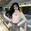 Pulls pour femmes Coréen Retro Épaissement Haute Couleur High Sweater Top Top à manches longues à manches longues Slim Fit Pullover Wang