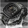 Zegarek sportowy automatyczny zegarek mężczyzn Square Creative Mechanical Watches Mens Waterproof Wristwatch Męski zegar Erkek Kol Saati