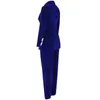 Ocstrade Summer Sets for Women Navy Blue V Neck Long Sleeve Sexy 2 Piece Outfits High Quality Two Suit 211106