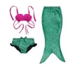 Flickor Tvåbitar sjöjungfru baddräkt som lyser i Sun Suspender Bikini Set 2-10T Kids Princess SwimeWear 5 Color