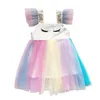 Dziewczyny Dress Summer Multicolor Cartoon Baby Bez Rękawów Księżniczka dla 2-6y 210515